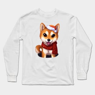 Cute Shiba Inu Drawing Long Sleeve T-Shirt